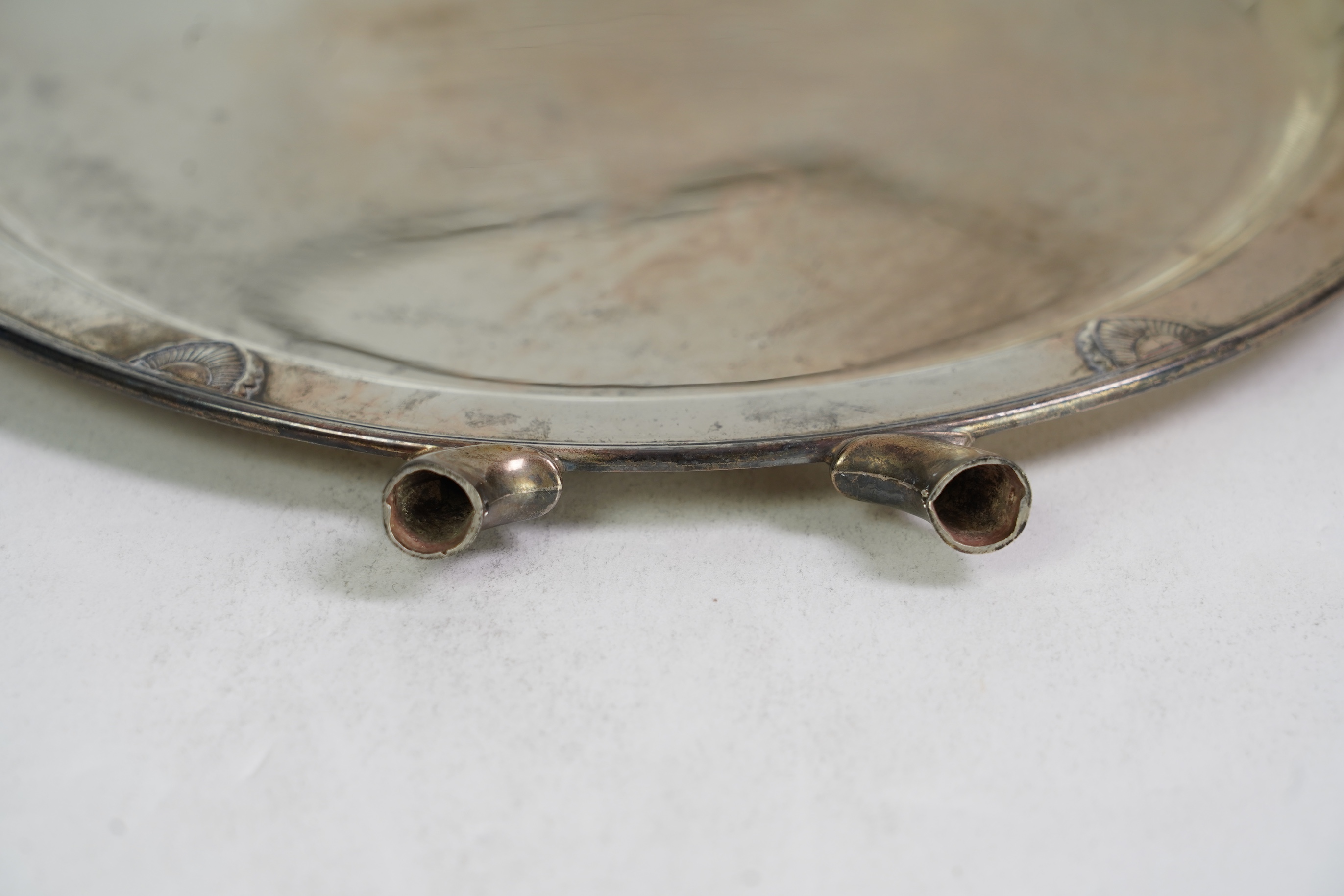 A George V Art Deco silver circular tea tray, by Fenton, Russell & Co Ltd
